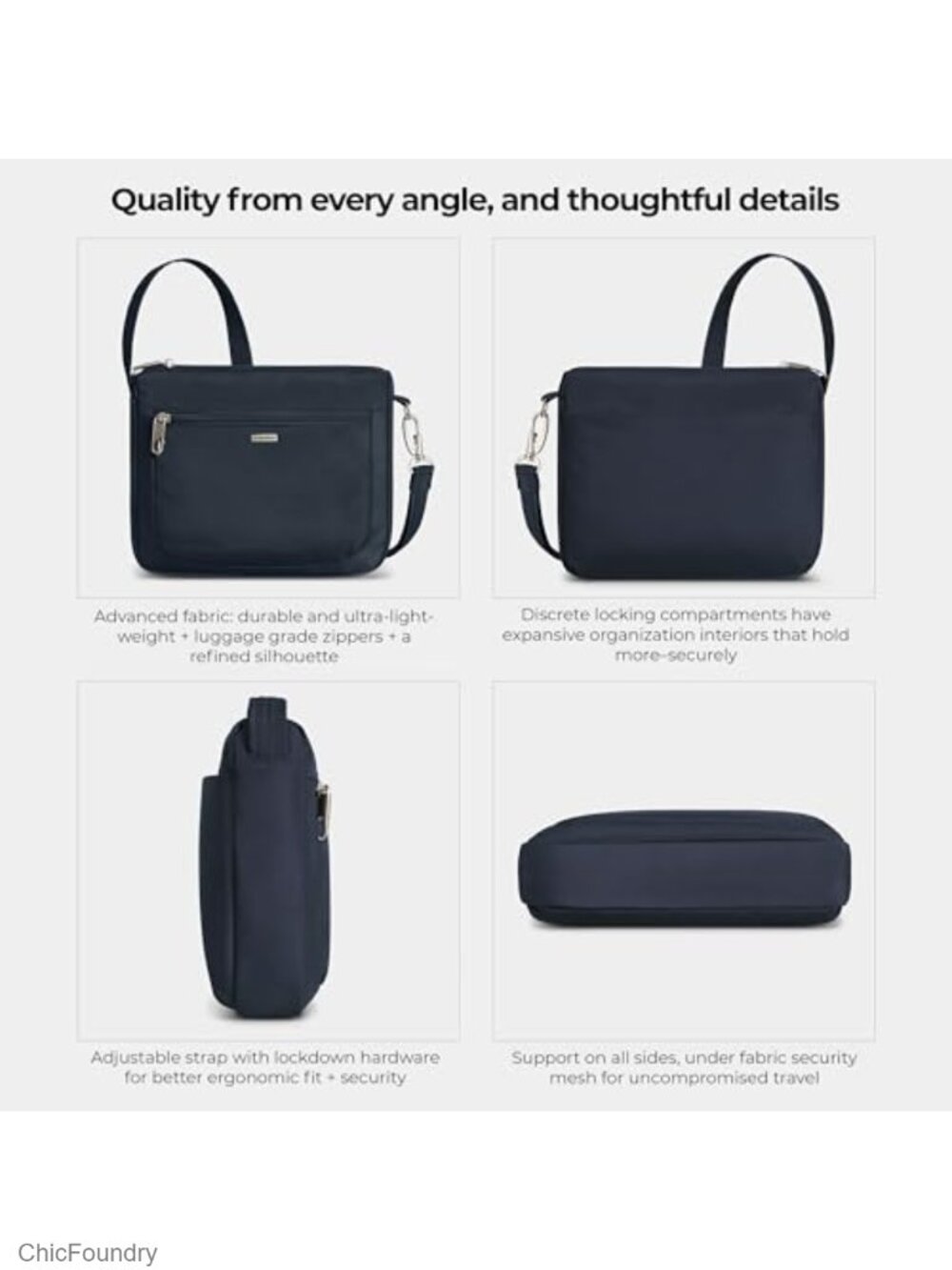 Anti-Theft RFID Blocking Crossbody Bag Travel Purse with Adjustable Strap - Picture 4 of 6